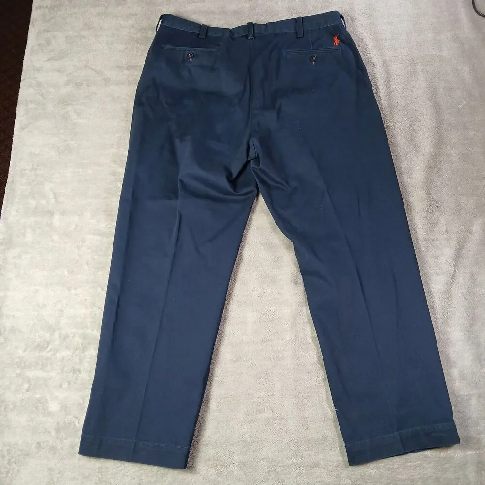 Polo Ralph Lauren Mens 36x28 Navy Blue Cotton Preston Chino Pants Preppy Classic
